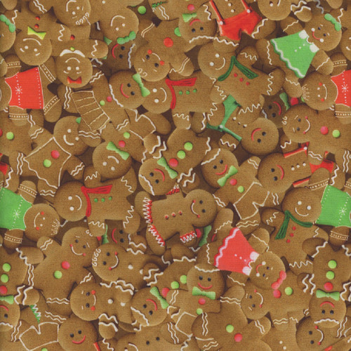 Timeless Treasures  Fabrics Cool Cats and Treats Gingerbread Cookies Packed Brown