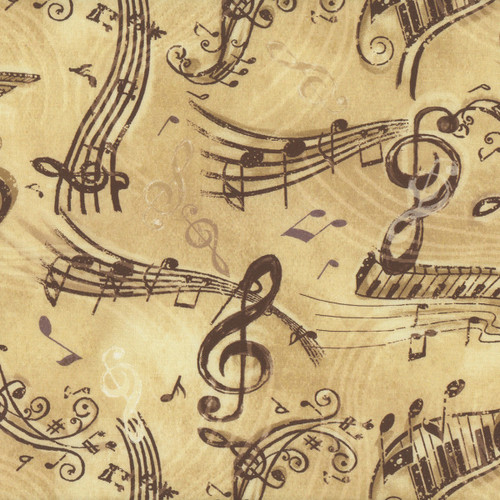 Timeless Treasures  Fabrics Sonata Vintage Music Notes Tan