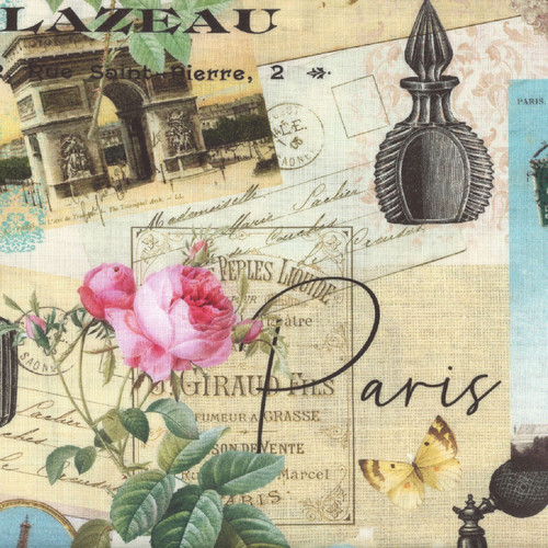 Timeless Treasures  Fabrics Belle Fleur Paris Collage Multi