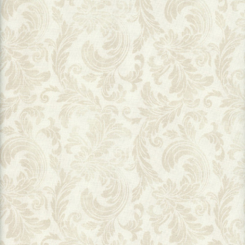 Timeless Treasures Fabrics Belle Fleur Tonal Acanthus Leaves Cream, scan