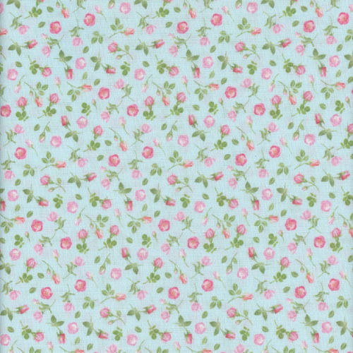 Timeless Treasures  Fabrics Belle Fleur Tossed Tiny Roses Blue