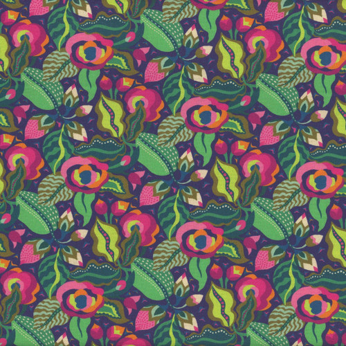 Windham Fabrics Botanica Sally Kelly Camellia Indigo