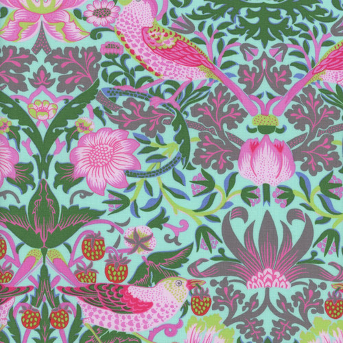 FreeSpirit Fabrics Kaffe Fassett and Morris & Co Strawberry Thief Aqua