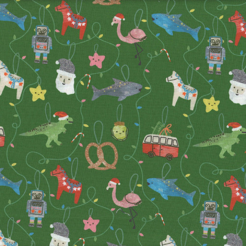 Dear Stella Fabrics Cat's Pajamas Sleighin' It Fir