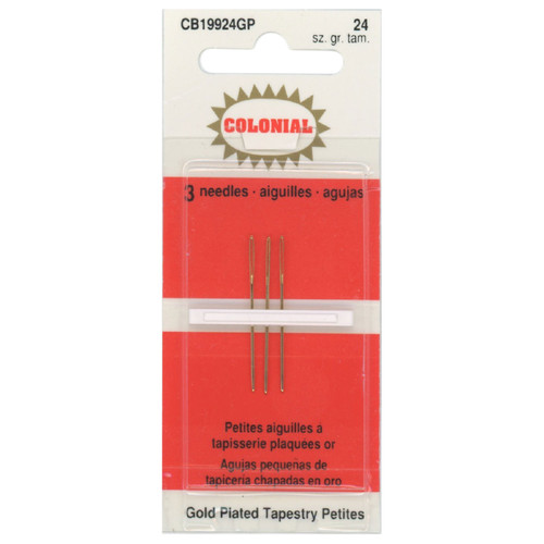 Colonial Needle Gold Tapestry Needle Size 24. 3 per Card