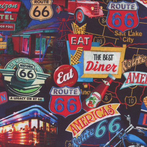 Benartex Fabrics America's Highway Night Life Multi