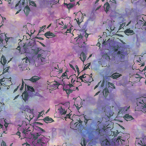 Timeless Treasures Paradise Tonga Batiks Bellflowers Sky