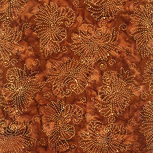 Timeless Treasures Fabrics Cider Tonga Batiks Caramel Button Leaves