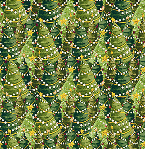 Clothworks Fabrics Gingerbread Christmas Dan DiPaolo Christmas Trees Green