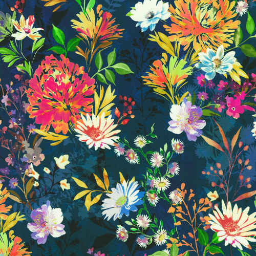 Robert Kaufman Fabrics Dreaming Of Fall Florals Navy