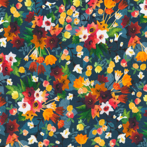 Robert Kaufman Fabrics Dreaming Of Fall Floral Denim