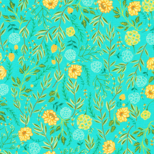 Robert Kaufman Fabrics Faraway Florals by Pimlada Phuapradit Vines Aqua