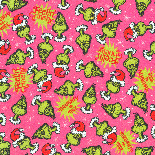 Robert Kaufman Fabrics How The Grinch Stole Christmas Grinch Candy Pink