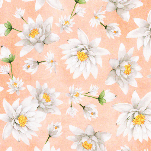 Robert Kaufman Fabrics Lotus And Koi by Laura Wan Lotus Peach