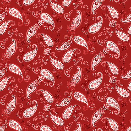 Henry Glass Fabrics Another Stroll Along the Seine Floral Paisley Red