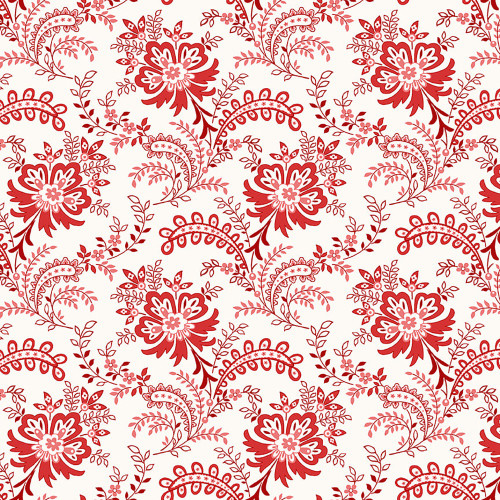 Henry Glass Fabrics Another Stroll Along the Seine French Floral Cream Red