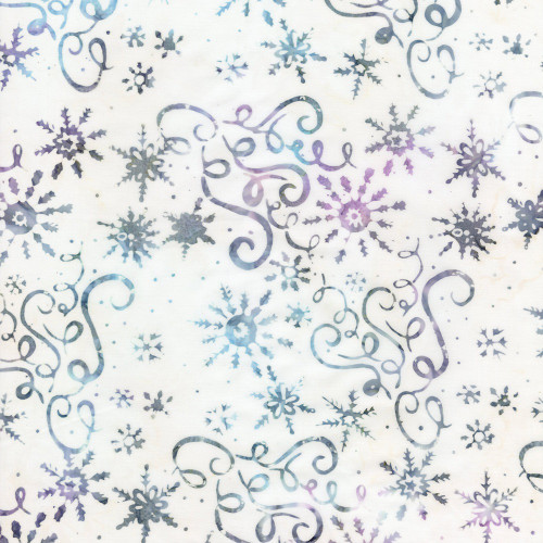 Timeless Treasures Frost Tonga Batiks Snow Snowflakes & Ribbons