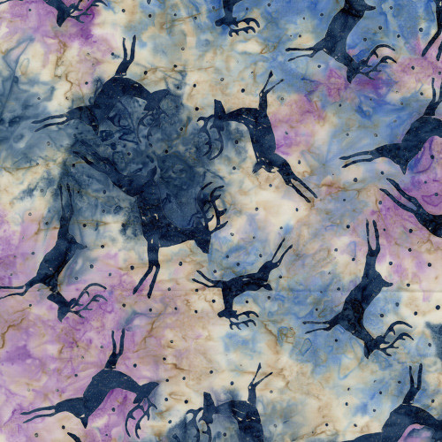 Timeless Treasures Frost Tonga Batiks Sleigh Reindeer