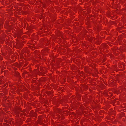 Timeless Treasures Frost Tonga Batiks Crimson Leafy Vine