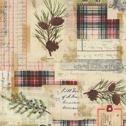 FreeSpirit Holidays Past by Tim Holtz Woodland Collage Multi, scan