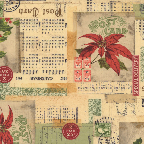 FreeSpirit Holidays Past by Tim Holtz Postcard Collage Multi, scan