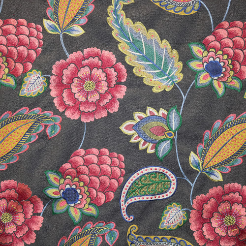 Hamilton Dupont Charcoal Embroidered Exotic Floral on Wool Poly