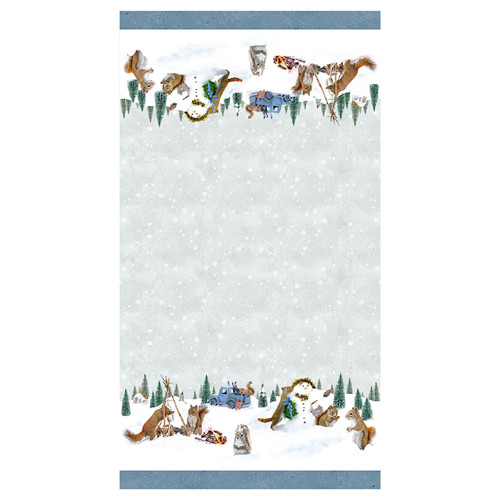 Clothworks Fabrics The Secret Life of Squirrels II Snow Activity Squirrels Double Border