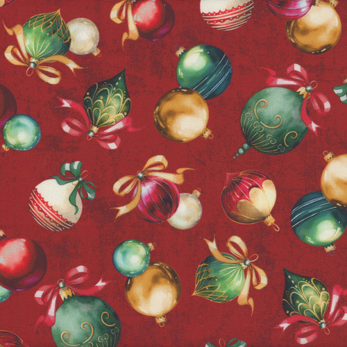 Windham Fabrics Holiday Splendor Dashing Ornaments Scarlet