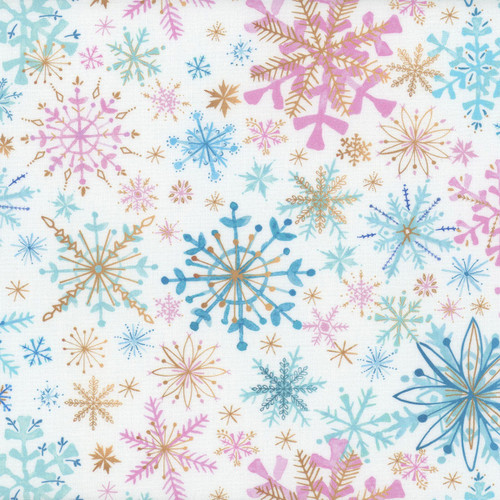 Timeless Treasures Fabrics Gingerbread Dreams White Large Snowflakes
