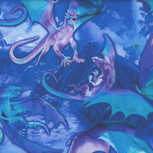 Timeless Treasures Fabrics Dragon Michael's Blue Fantasy Dragons