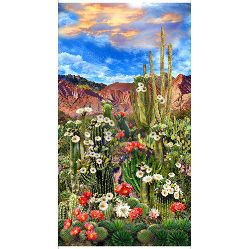 Timeless Treasures Fabrics Southwest Sunset Multi Desert Oasis Scenic Panel