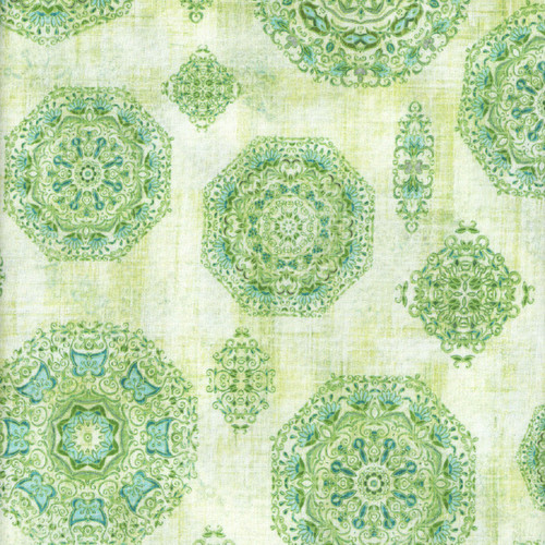 Quilting Treasures Fabrics Grace and Charm Dan Morris Medallion Toss Lt Green