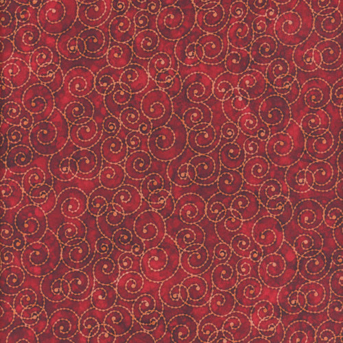 Quilting Treasures Fabrics Christmas Party Animals Dan Morris Scroll Brick Red