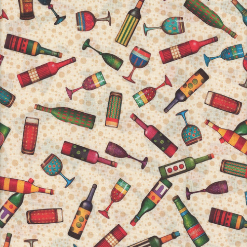 Quilting Treasures Fabrics Christmas Party Animals Dan Morris Mixed Drinks Cocktails Cream