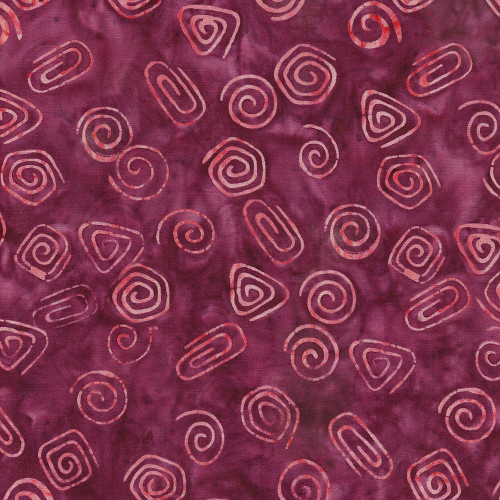 Island Batik Quilting Fabric Dots and Doodles Red Curliques