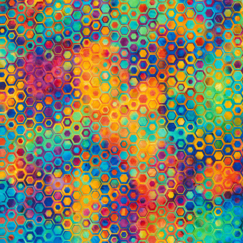Robert Kaufman Fabrics Phantasma Rainbow Textured Hexagons