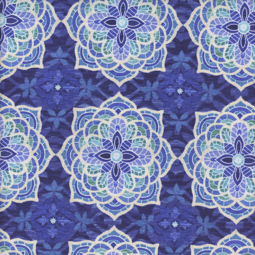 Studio E Fabrics Bella Blue Birds Medallions Indigo Blue