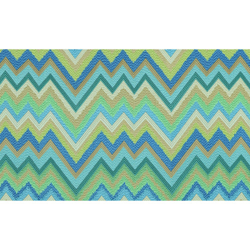 Covington Fabrics Zig Zag Seaspray Blue Green Textured Flamestitch Print