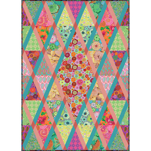 FreeSpirit Fabrics Kaffe Fassett August 2024 Diamonds in the Rough Rainbow Sherbet Quilt Kit