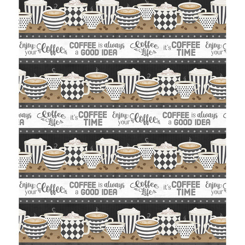 Wilmington Prints Coffee Life Jennifer Pugh Coffee Cups Repeating Stripe