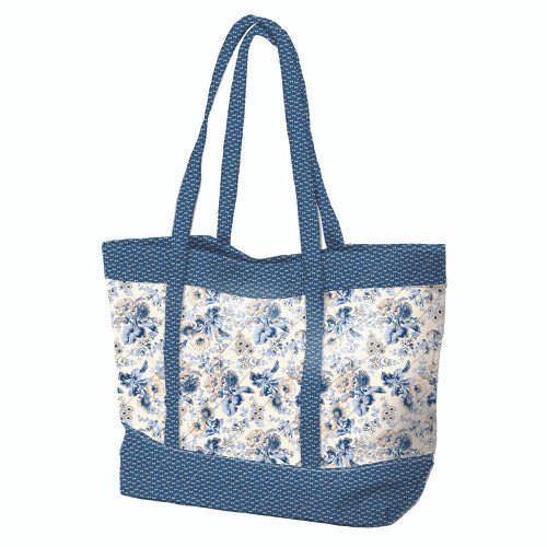 Wilmington Prints Radiance Kaye England Blue Flowers Market Tote Bag Kit