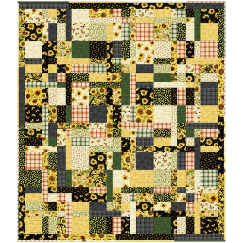 Wilmington Prints Sunflower Splendor Susan Winget Plaid Sashay Vintage Patch Full Size Quilt Kit
