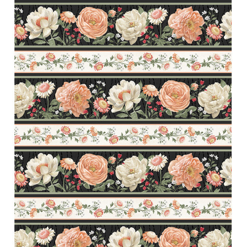 Wilmington Prints Peach Whispers Beth Grove Floral Strips 11 Inch