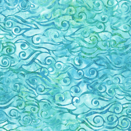 Wilmington Prints Sea Stars Batiks Aqua Blue Swirly Waves