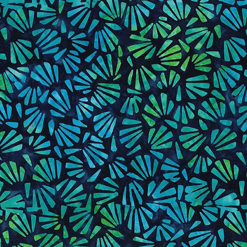 Wilmington Prints Sea Stars Batiks Navy Blue Fans All Over