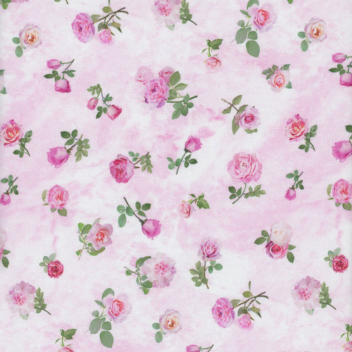 Timeless Treasures Fabrics Bellerose Pink Tossed Roses, scan