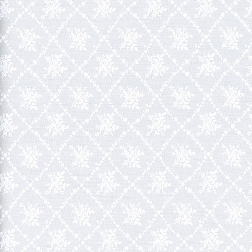 Benartex Fabrics Classic Keepsakes Rose Trellis White on White