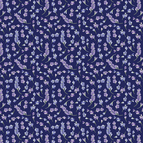 Benartex Fabrics Bee Haven by Rachel Rossi Designs Lavendula Dark Twilight (Dark Blue)