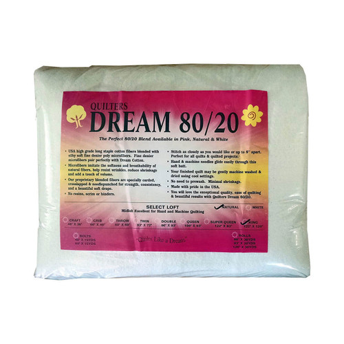 Quilters Dream Batting Natural 80 20 Cotton Poly King Size 122 by 120 inches