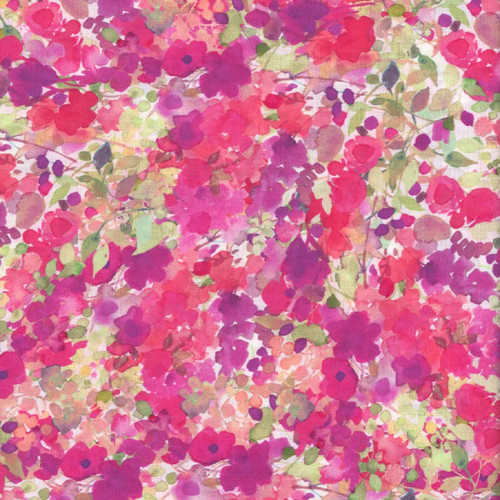 Clothworks Fabrics Garden Fresh by Sue Zipkin Raspberry Pink Digital Abstract Floral